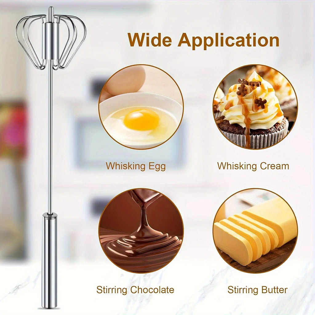 Stainless Steel Egg Beater Durable Semi-Automatic Mixer for Effortless Egg Cream Mixing Stirring and Beating for Kitchen Baking - Vaxicy